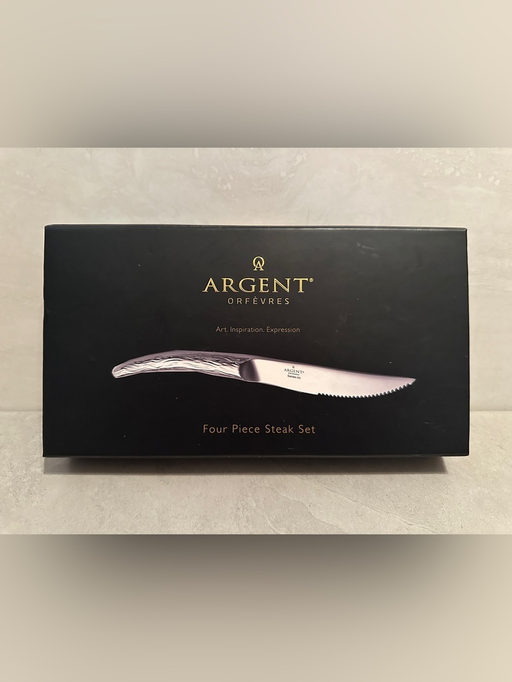 Argent Orfevres 4 Piece Steak Knife Set “Willow” Forged Stainless Steel NEW